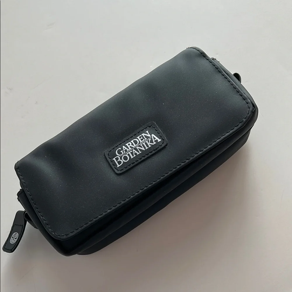 Vintage Garden Botanika black two compartments with mirror cosmetic makeup bag